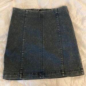 Free People Black Denim Skirt